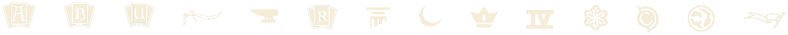Set symbols for the fourteen legal sets, Alpha through Alliances